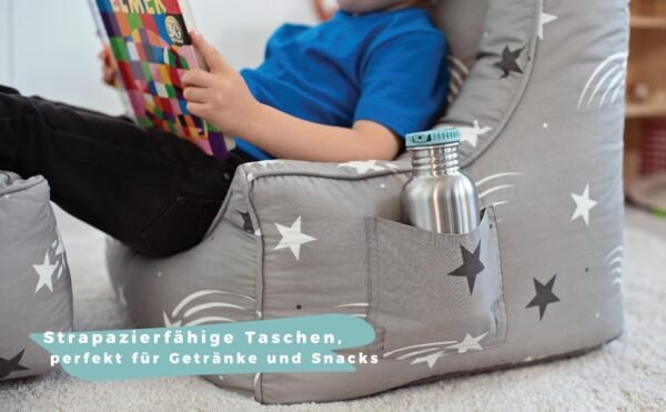 Kids Bean Bag Armchair Toddler Beanbag Chair with Footstool Printed Pouffes Indoor Pouf - Image 8
